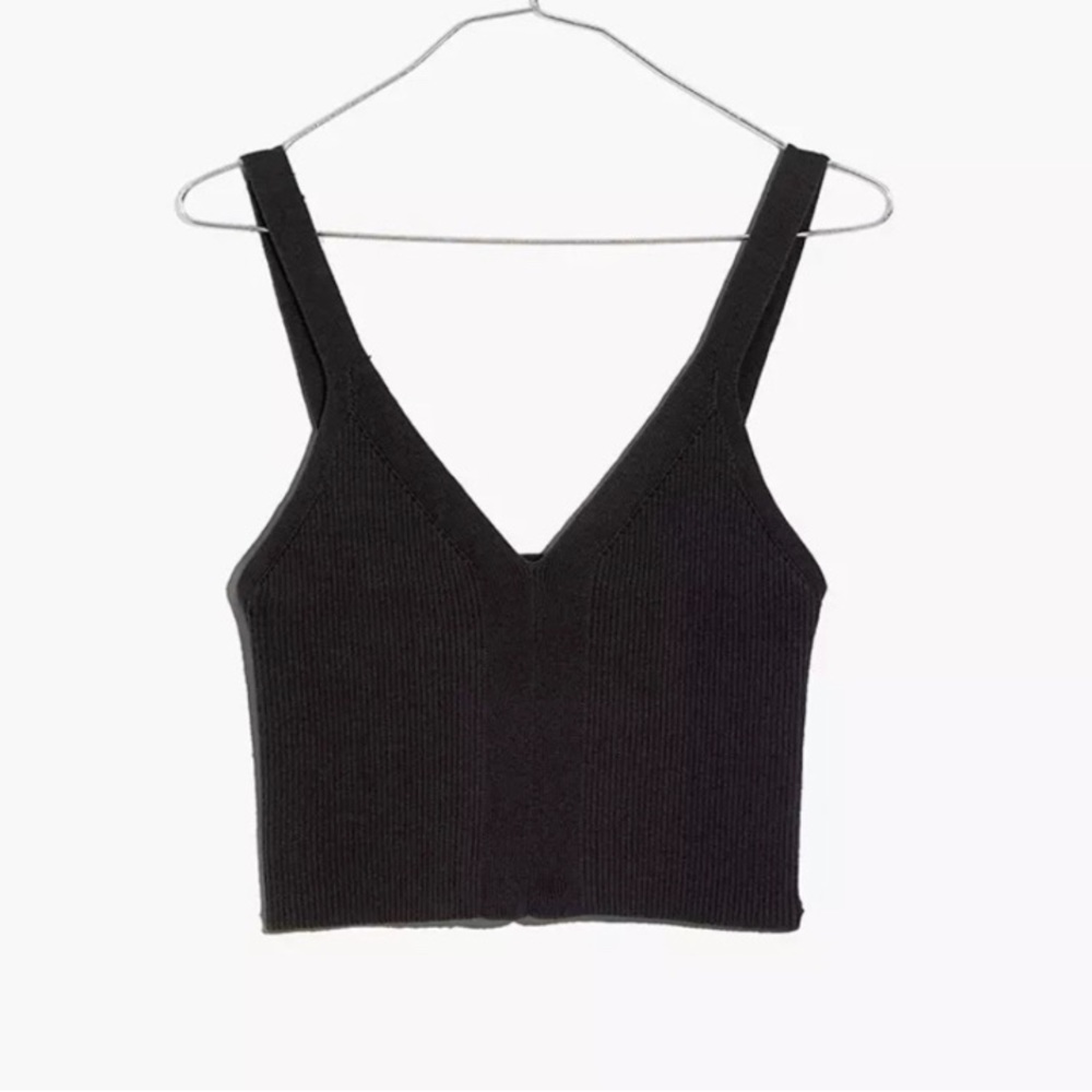 Madewell Brodale Crop Sweater Tank, size small, black, EUC